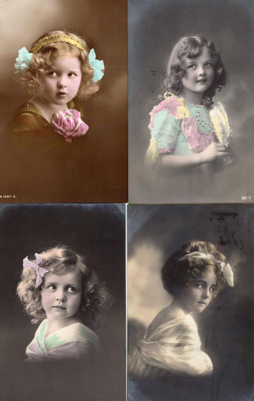 20x Antique Children Edwardian Fashion Glamour Portrait 20x Old Postcard Bundle