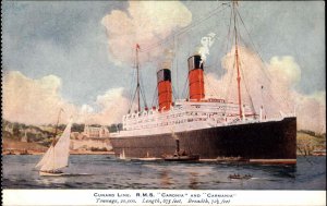 Steamship Boats, Ships Caronia Carmania Cunard c1900s-20s Postcard