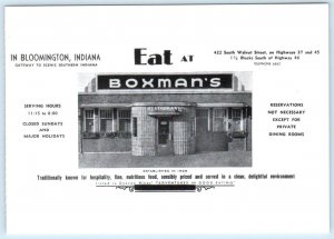 BLOOMINGTON, Indiana IN ~ Art Deco BOXMAN'S RESTAURANT  Oversize Repro Postcard