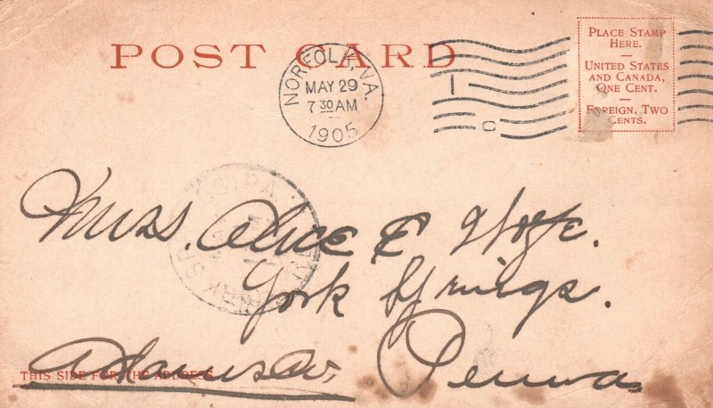 Norfolk VA-Virginia, 1905 Monticello Hotel Street View Carriage Vintage Postcard