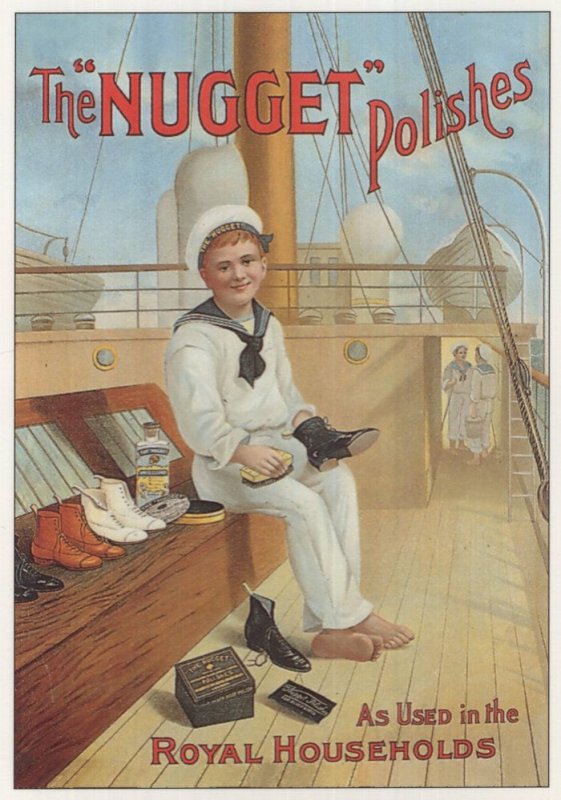 The Nugget Polishes Shoe Polish Sailor Ship Advertising Postcard