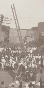 Hancock WISCONSIN RPPC 1908 FIRE DEPARTMENT COMPETITION Ladder Climb WI KB