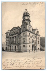 1907 Exterior Post Office Building Erie Pennsylvania PA Vintage Antique Postcard