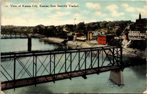 Postcard KS Kansas City View of the City from Intercity Viaduct Bridge 1912 S85