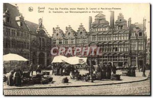 Old Postcard Ghent Place Ste Pharaïlde Former Hospice St Lawrence And Marche...