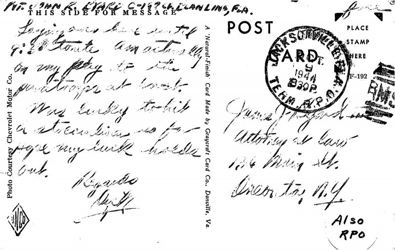 US Army Engineers Construct Pontoon Bridge Truck Convoy WWII 1944 postcard