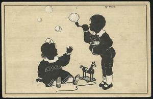 Silhouette artist card / Schattenbild -Alwin Freund, play...