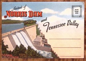 1920s NORRIS DAM AND TENNESSEE VALLEY FOLD OUT SOUVENIR POSTCARD Z3728