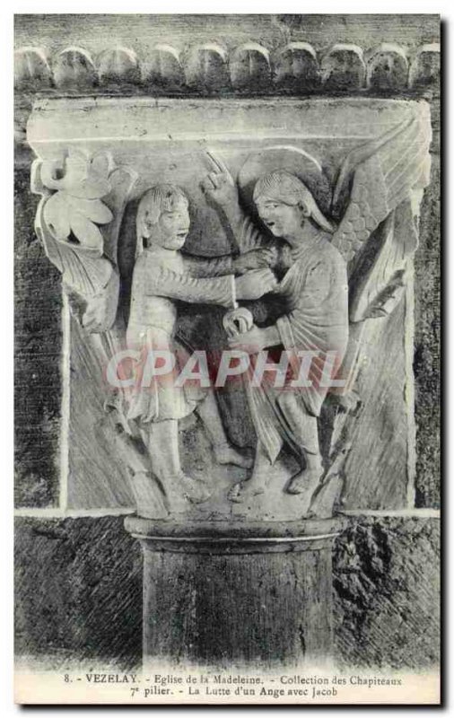 Old Postcard Vezelay Church of the Madeleine Collection Capitals Pillar Fight...