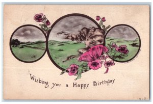 Birthday Postcard Art Nouveau Pretty Woman Flowers Knoxville Illinois IL 1910