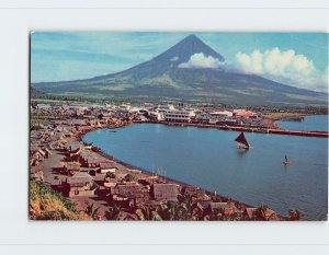 Postcard The volcanic peak Mt. Mayon, Philippines