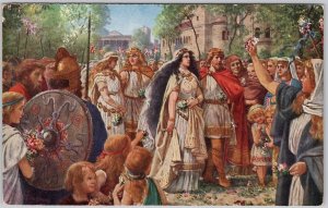 Vintage German Lithograph Postcard Siegfried & Kriemhild Wedding Scene H81