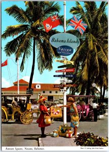 VINTAGE CONTINENTAL SIZE POSTCARD RAWSON SQUARE AT NASSAU BAHAMAS MAILED 1973