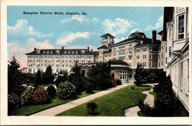 Vtg Augusta Georgia GA Hampton Terrace Hotel 1920s Unused Postcard 