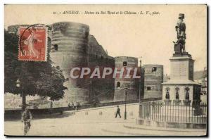 Old Postcard Statue Of King Rene Angers and Le Chateau