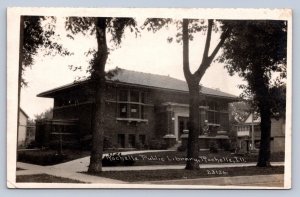 JH3/ Rochelle Illinois RPPC Postcard c1920s Public Library Claude & Stark 69