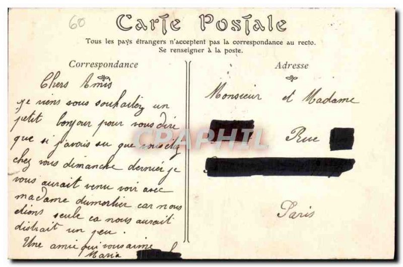 Old Postcard Chateau de Chantilly L & # 39Ile d & # 39Amour