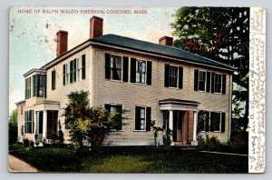 Ralph Waldo Emerson Home Concord Mass. Postcard C. Bosselman Posted 1910s
