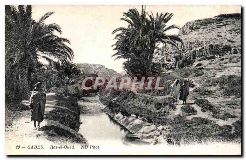 Old Postcard Gabes Tunisia Ras el Oued