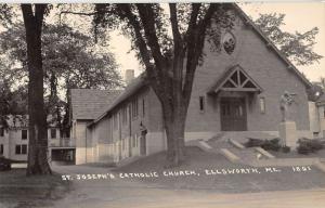 Ellsworth Maine St Josephs Church Real Photo Antique Postcard K45373