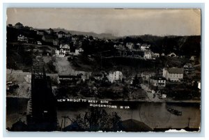 1908 New  Bridge To West Side Ferry Morgantown WV RPPC Photo Antique Postcard