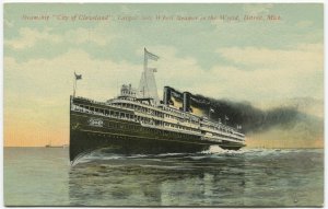 Steamship City of Cleveland. D&C Line steamer. Vintage Detroit News Co. postcard