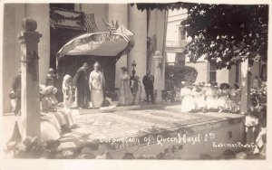 RPPC CORONATION OF QUEEN HAZEL 1ST BOY SCOUTS INSIGNIA REAL PHOTO POSTCARD