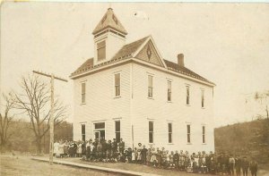 Children Group Schoolhouse C-1910 RPPC Photo Postcard 20-284