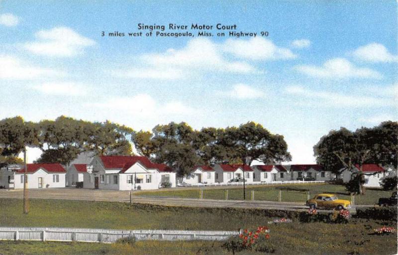 Pascagoula Mississippi Singing River Motor Court Vintage Postcard K55258