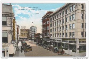 Mesa Avenue Cars El Paso Texas 1920s postcard