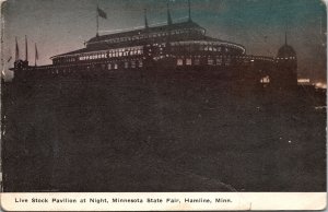 Livestock Pavilion at Night Minnesota State Fair Hamline Minnesota Postcard