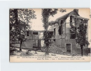 Postcard Bombarded houses Lenains Street, Great War Ruins, Laon, France