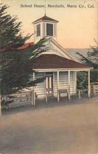 School House, Marshall, Marin County, CA Hand-Colored 1910s Antique Postcard