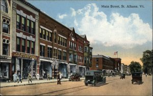 St. Albans VT Main St. Cars Woolworth Store c1910 Postcard