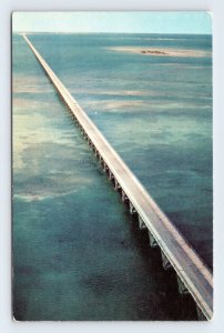 Aerial View Seven Mile Bridge to  Key West Florida FL UNP Chrome Postcard N5