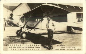 Huntington Park CA Cancel Douglas Corrigan Curtis-Robins Airplane RPPC 1938