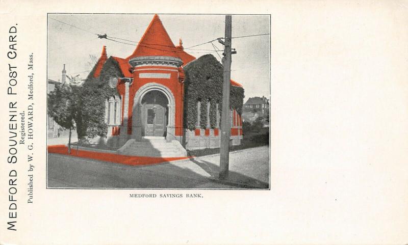 Medford Massachusetts~Medford Savings Bank Corner~Ivy Covered~WG Howard 1905 PC 