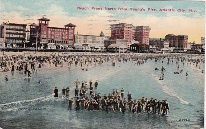 New Jersey Atlantic City Beach Front North From Young's Pier 1911