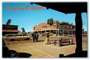 c1960s Corner Main Street Downtown Scottsdale Arizona AZ Unposted Cars Postcard