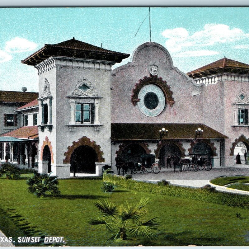 c1910s San Antonio, Tex Sunset Depot Train SP Railway Station Spanish Ebers A198