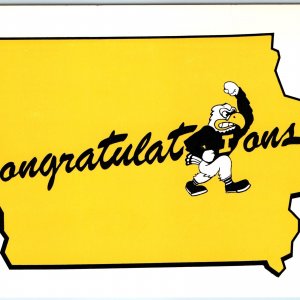 1983 University of Iowa Hawkeye Congratulations Lg. Postcard Football Herky M1