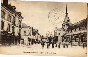 CPA SELLES-sur-CHER - Église et Grande Rue (208148)