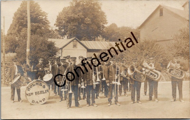 Real Photo Holmes New Berlin Brass Band at New Berlin Chenango NY RPPC RP H59 