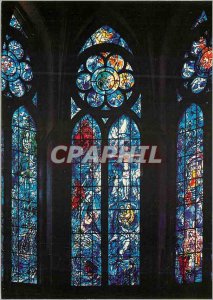 Modern Postcard Cathedral of Reims Chagall Stained Glass Window Central Abrah...