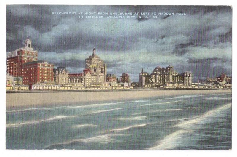 Atlantic City Hotels Beachfront at Night Kropp Linen