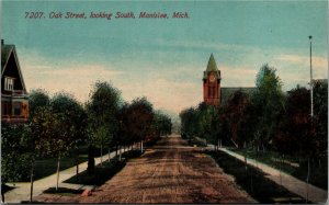 Postcard MI Manistee Oak Street Looking South Dirt Road C.1910 L17