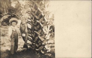 Little Boy w/ Fishing Catch as Big as Big Amateur Real Photo Postcard c1905