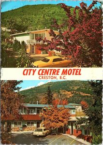 VINTAGE CONTINENTAL SIZE POSTCARD CITY CENTRE MOTEL CRESTON B.C. EARLY 70s