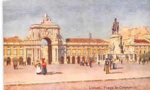 Lisboa, Praca do Commercio, Charles E Flower Ship Postcard