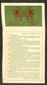 DUFFY POWERS CO NEW YORK SANTA CLAUS CHRISTMAS ADVERTISING POSTCARD 1913